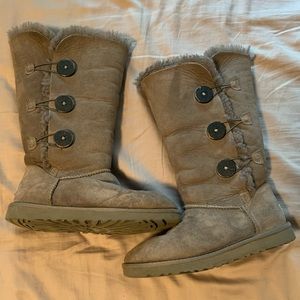 Grey Bailey Button Tall Ugg Boots Size 7